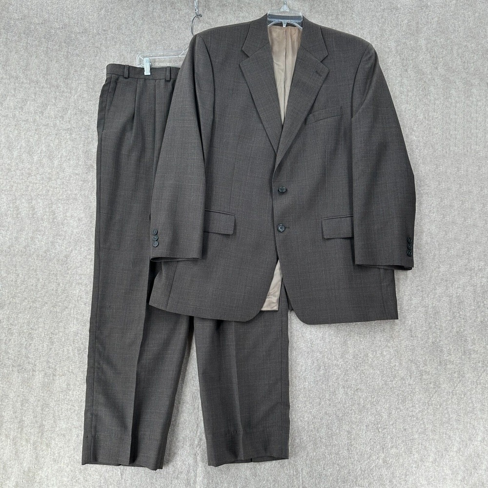 Chaps Ralph Lauren Suit 44T Grey Blazer Jacket & Pants 40X31‎ Wool FLAW